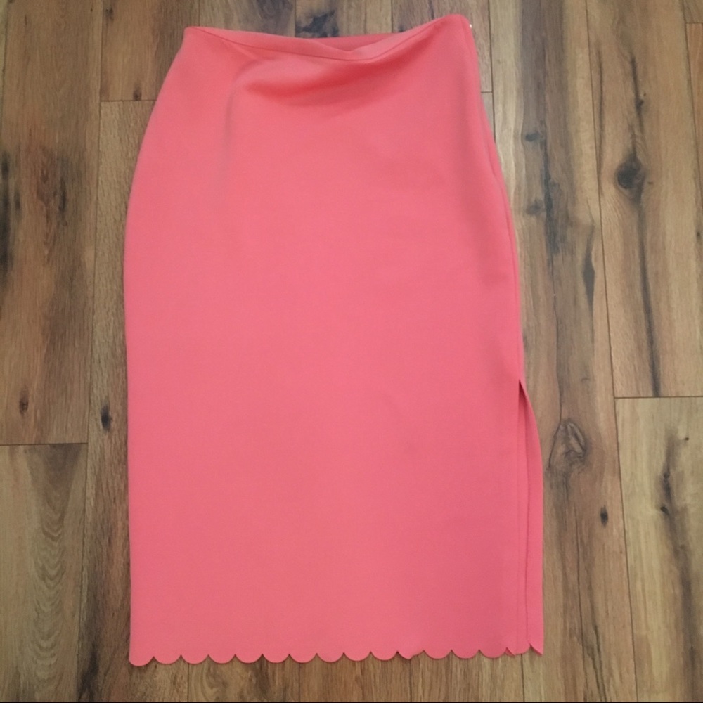 Coral midi skirt with side slit